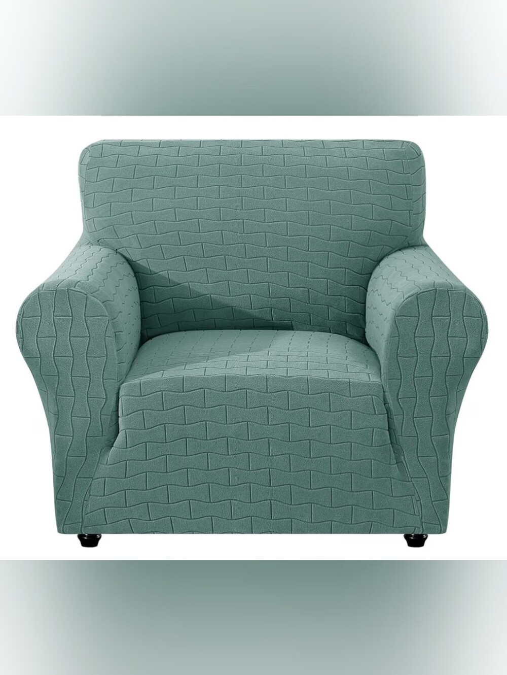 Stretch-Twill Armchair Slipcover in Teal - Brand Unspecified